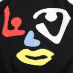 LV T-shirt Black Colorful Face - Image 3