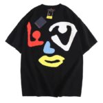 LV T-shirt Black Colorful Face