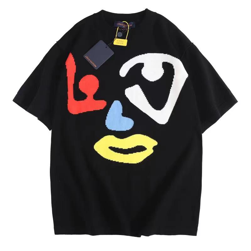 4c46953c.jpg LV T-shirt Black Colorful Face - Image 1